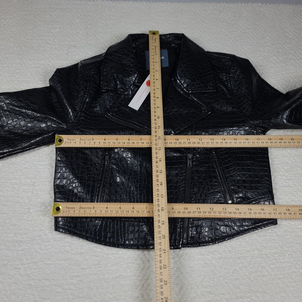 Mod Cloth vegan crocodile leather moto jacket Sz S Edgy Punk Mobwife Rock n Roll - Picture 7 of 13